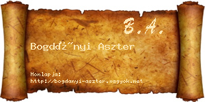Bogdányi Aszter névjegykártya